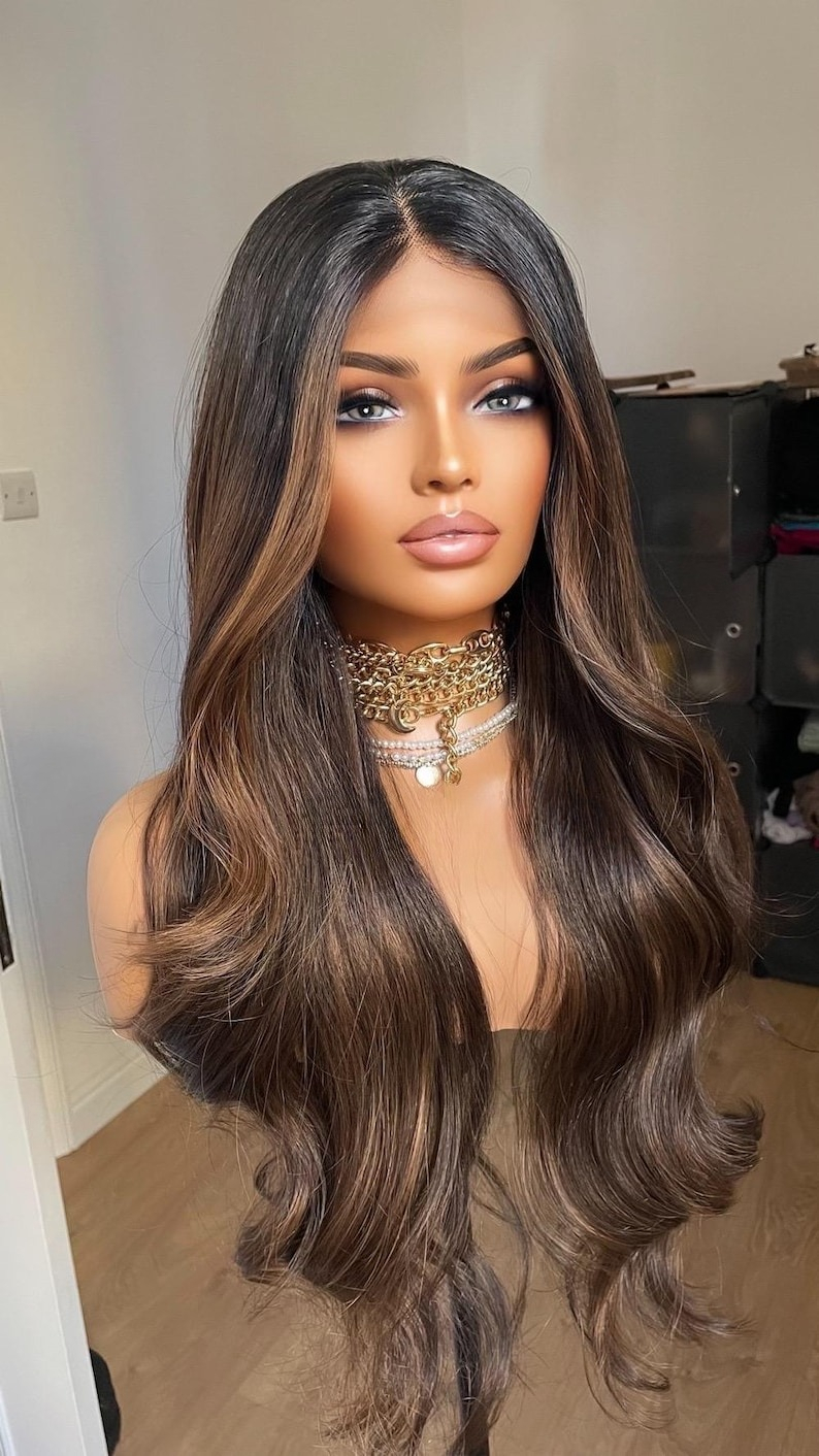 13x6 HD Lace Front Wig Human Hair Wig 30 Inch 13x4 Lace Frontal Wig Ombre Chocolate Brown Colored Brazilian Body Wave Human Hair Wigs for Women - view 6