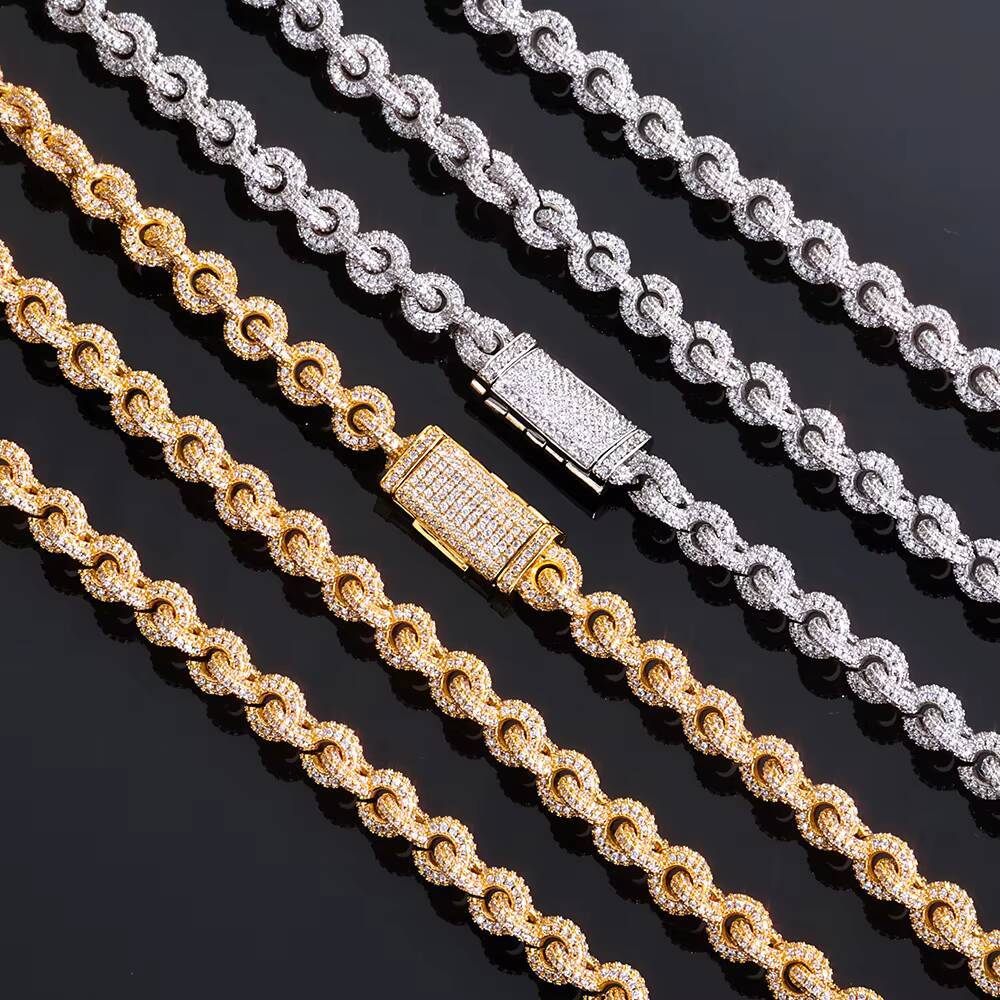 NUOYA Full Iced Out Moissanite Chain Bracelet O Shaped Design Flip Buckle Clasp Bling Hip Hop Fine Jewelry