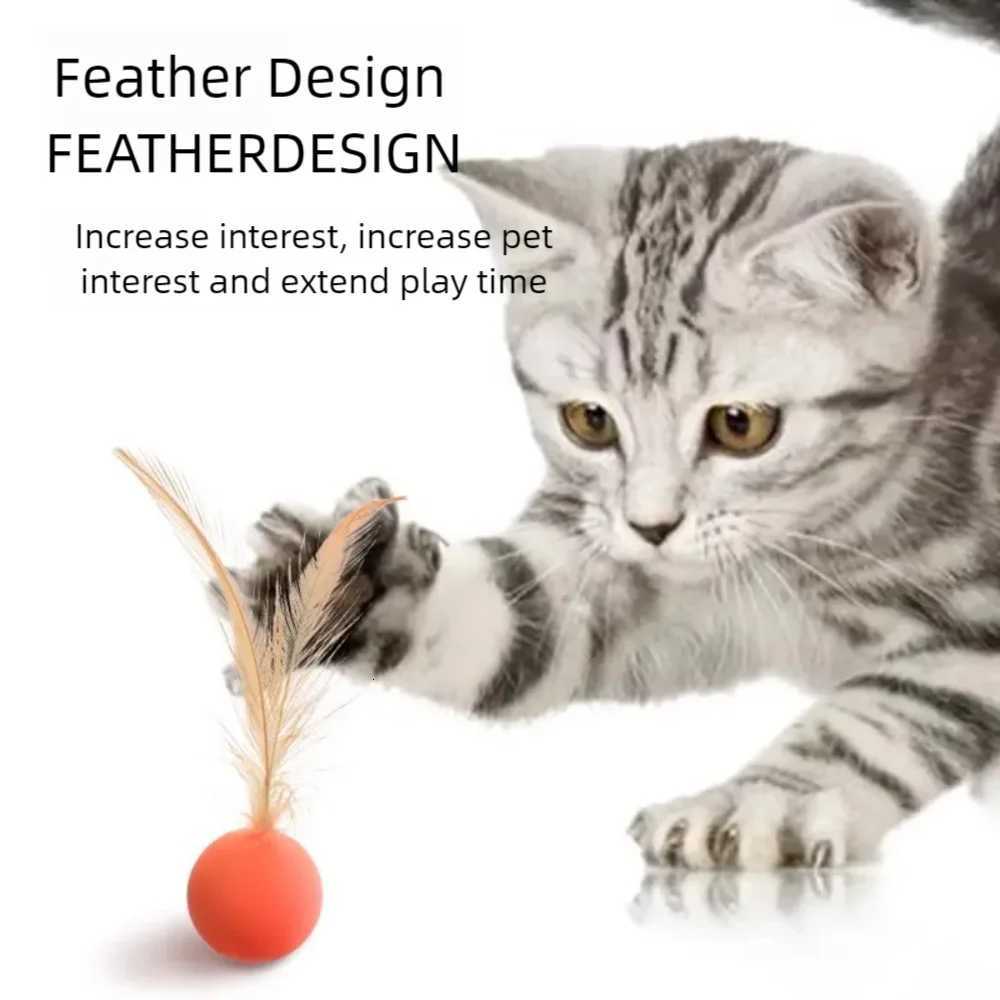 Funny Cat Elastic Ball Toy Interactive Balls Pet Supplies Feather Football Toys Dog Playthings Kitten X250918