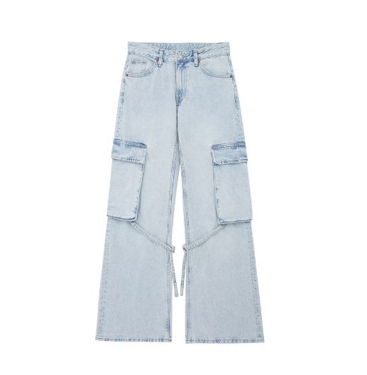 Women's Jeans Womens Mid Waisted Casual Straight Leg Pants Wide Long Street Fashion Loose Denim Pant Z260313