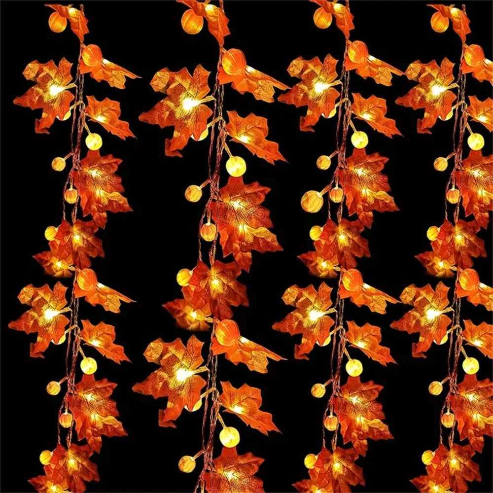 1PC15M10LED3M20LED Halloween Maple Leaf Pumpkin Lantern Stringbattery poweredwithout batteryused for holiday decoration C250919