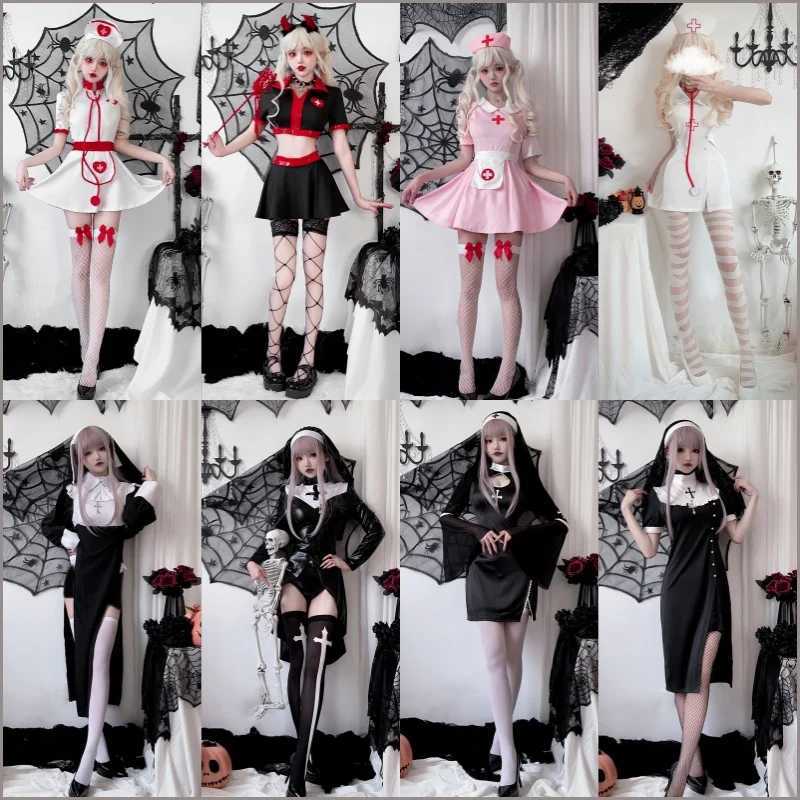 Gothic Nun Costume Adult loween Par Nurse Role Play Host orm k Angel Cosplay Womens Skirt in Sto Film Adapt L250918