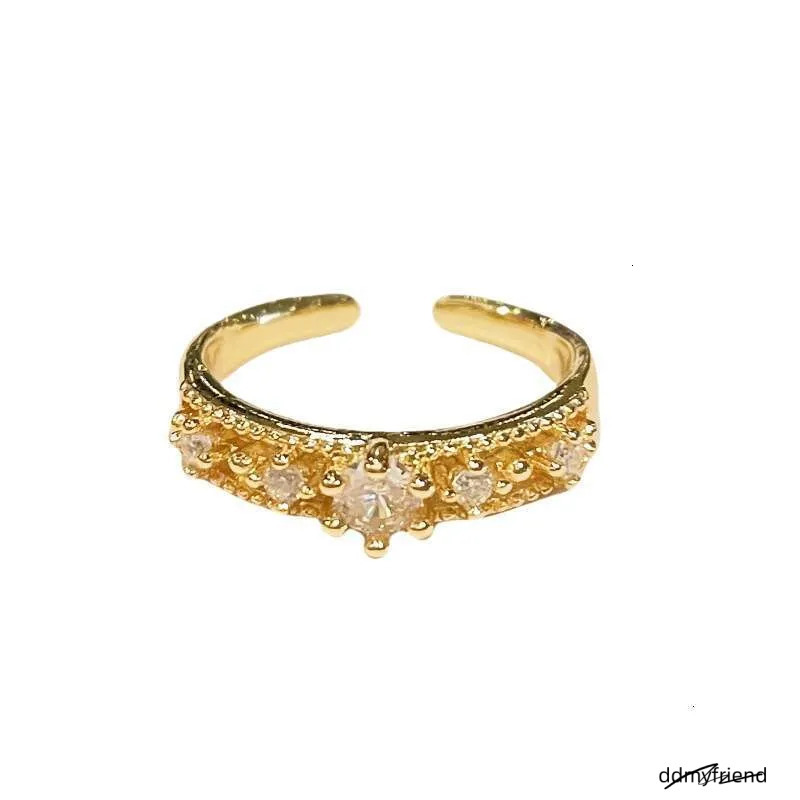 Vintage French Style Full Open Ring Fashion High-End Sense Elegant Niche Design Exquisite Inlaid Dia Accessory For Women ddmyfriend