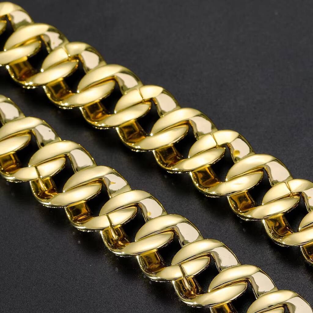 JL Jewelry 12mm 14k Silver Gold Iced Out Mens Cuban Link Chain Bracelet Hiphop Jewelry Necklace