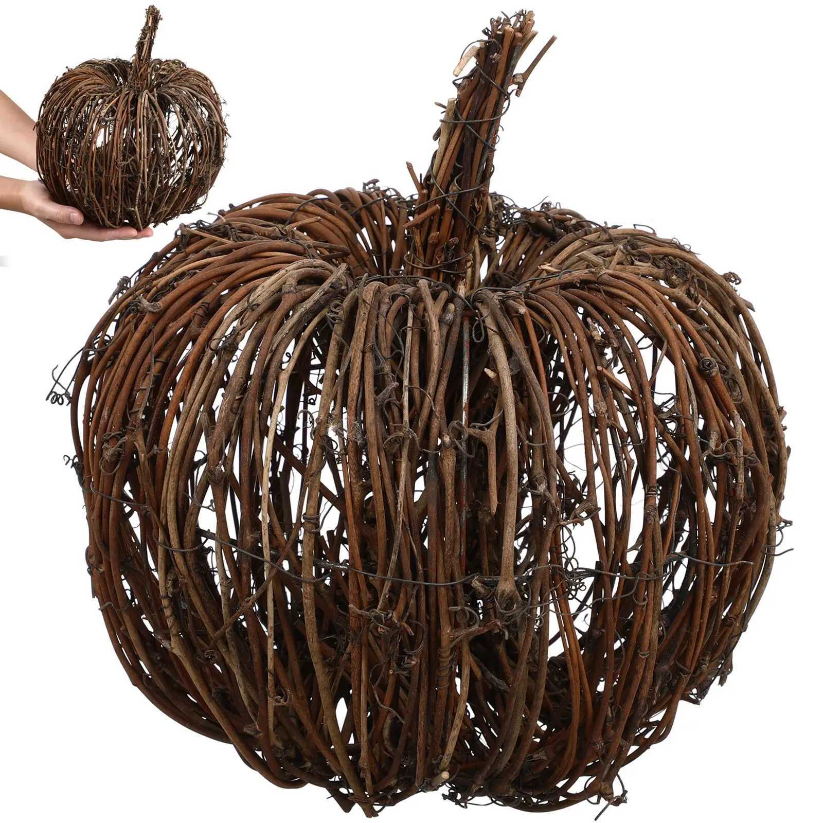 1Pc Creative Pumpkin Craft Ornament Desktop Adornment Rattan Woven Pumpkin Modeling Adornment Halloween Home Party Decoration C250919