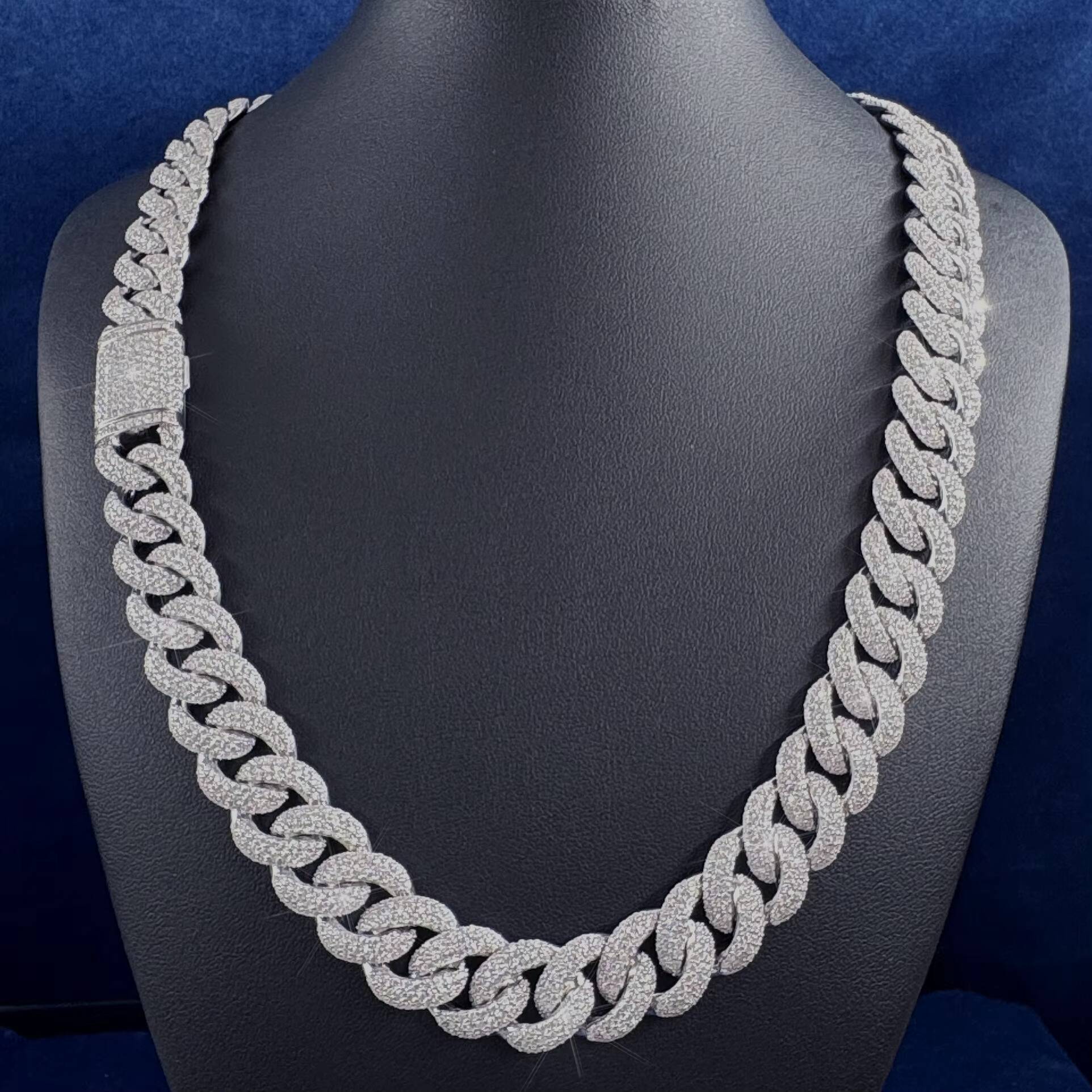 16mm Iced Out Jewelry Cuban Link Chain S925 Silver VVS Diamond Pass Diamond Tester Miami Cuban Link