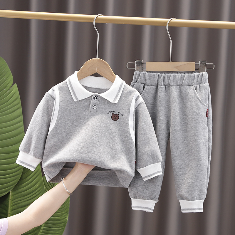 2025 New Autumn Baby Boys' Sweatshirt Set Stylish Long Sleeve 2 Piece Outfit for Toddlers Spring & Autumn Wear