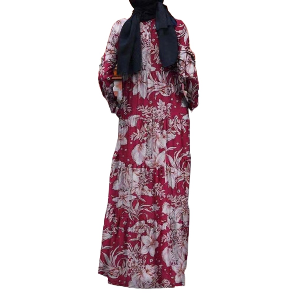 (782) New Loose-fitting Printed Large Size Retro Pullover Dress