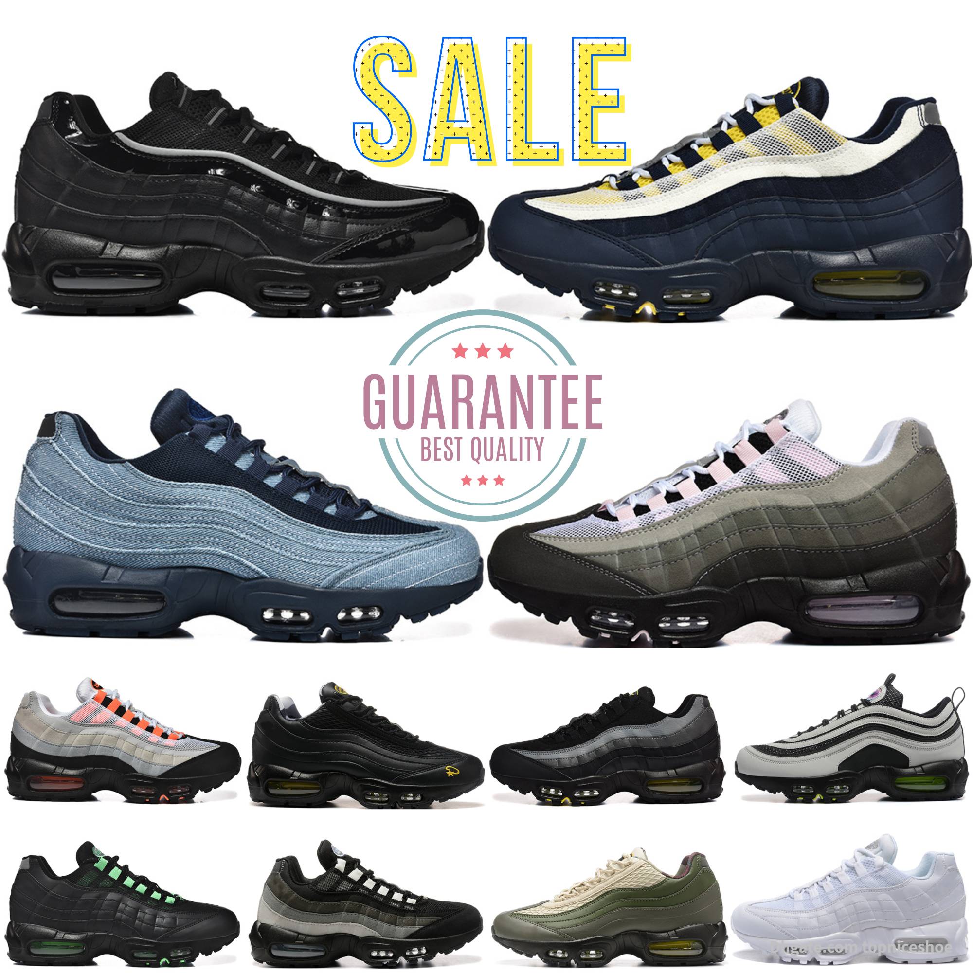 Top Designer Mens 95 trainer Running Shoes 95s Neon Triple Black Womens Pink Foam Bright Mandarin Hyper Turquoise Grey Gradient Obsidian Gutta Green Sneakers size 47