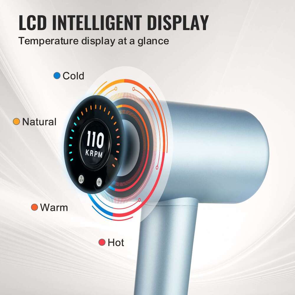 VEVOR High-Speed Dryer 105,000RPM Brushless Motor, 200 Million Negative Ions Hair Blow Dryer, 4 Temps 3 Speeds, LCD Display Thermo-Control Hairdryer w