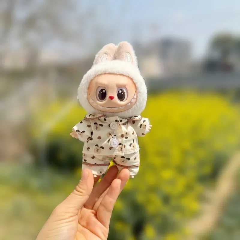 For Labubu clothes Silk Spotted Pajamas Luxe Sleepwear Outfit for 1517cm Labubu with Soft Polka Dot Design Replace accessories C250919