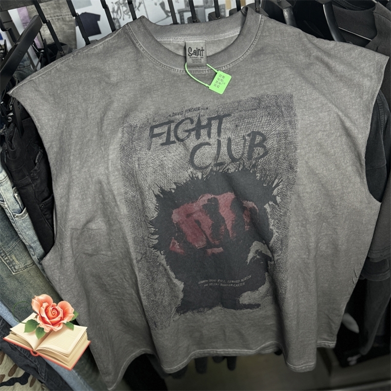 Washed FIGHT CLUB Tank Tops Vest Men Women Summer High Quality SAINT Oversized Sleeveless Tshirt250919