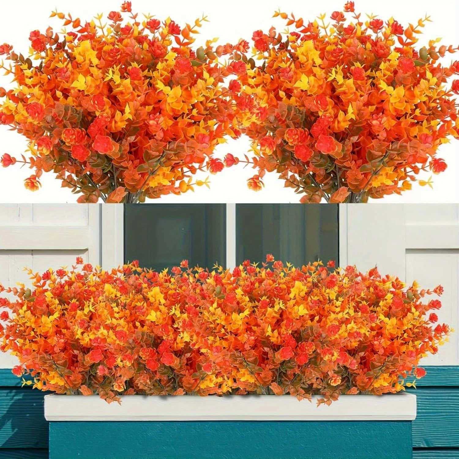8PCS Artificial flowers Orange Yellow Realistic Plastic autumn Decor for Thanksgiving Halloween Diwali Celebrations C250919