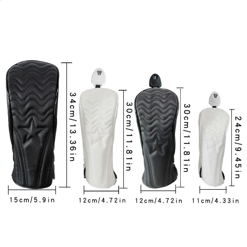Golf Wood Cover 2 Color PU Leather Golf Club Covers For Driver Fairway Hybrid Waterproof Protector Set Golf Headcover 250918