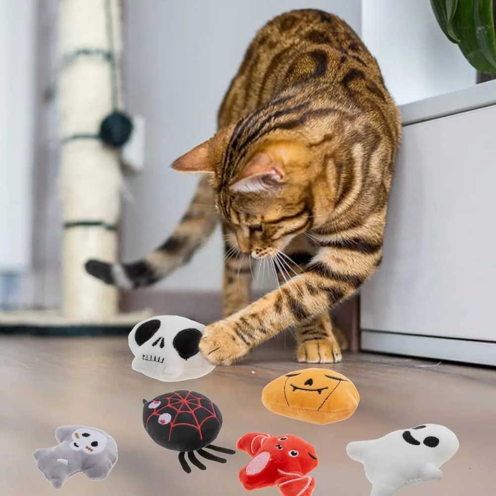 6pcs Halloween Catnip ToyIndoor Pumpkin Ghost Shaped Cat Toy Plush Interactive Chew Bite Toys for Cat Kitten Indoor Festive Hol X250918