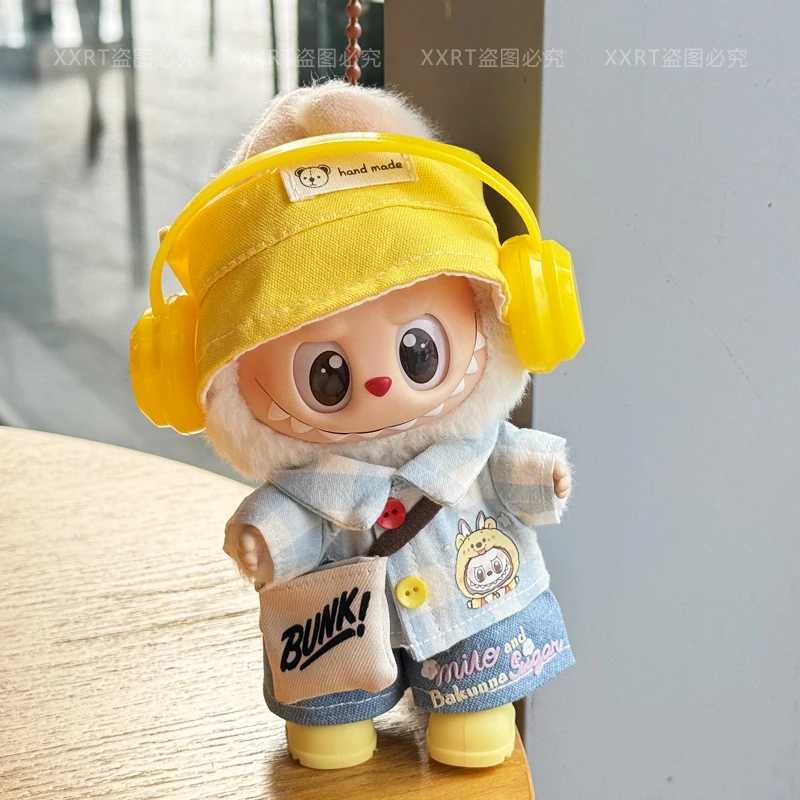 Labubu Doll Clothes First Second and Third Generation Labubu Clothing Front HighEnergy 30 Trendy Summer Fisherman Hat Shirt Set with Accessories C2509