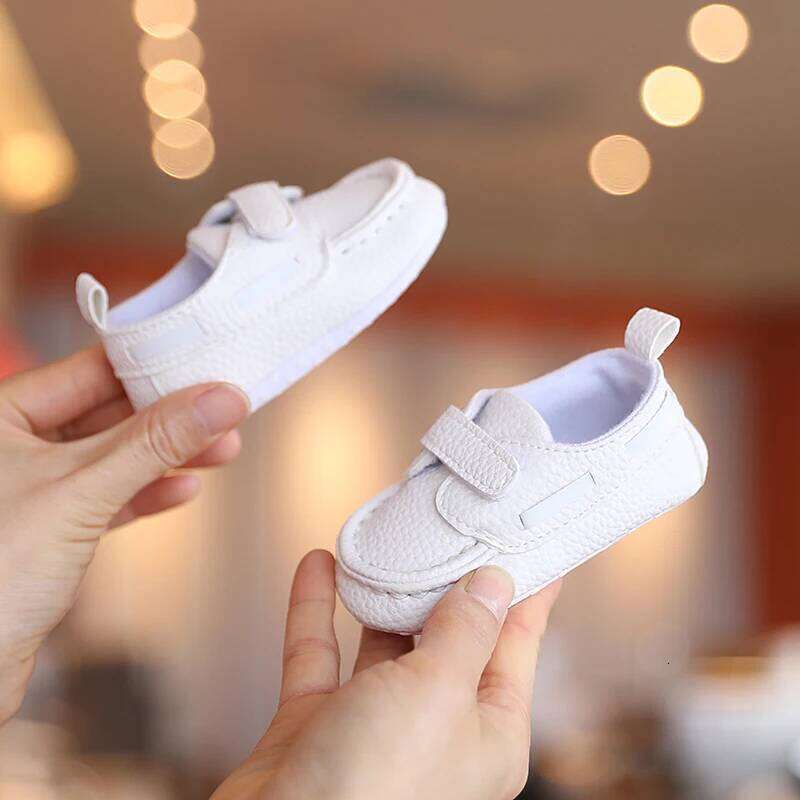 VALEN SINA New Baby White Christening Baptismal Moccasins Infant Boys Girls Slip-On Peas Walking Shoes