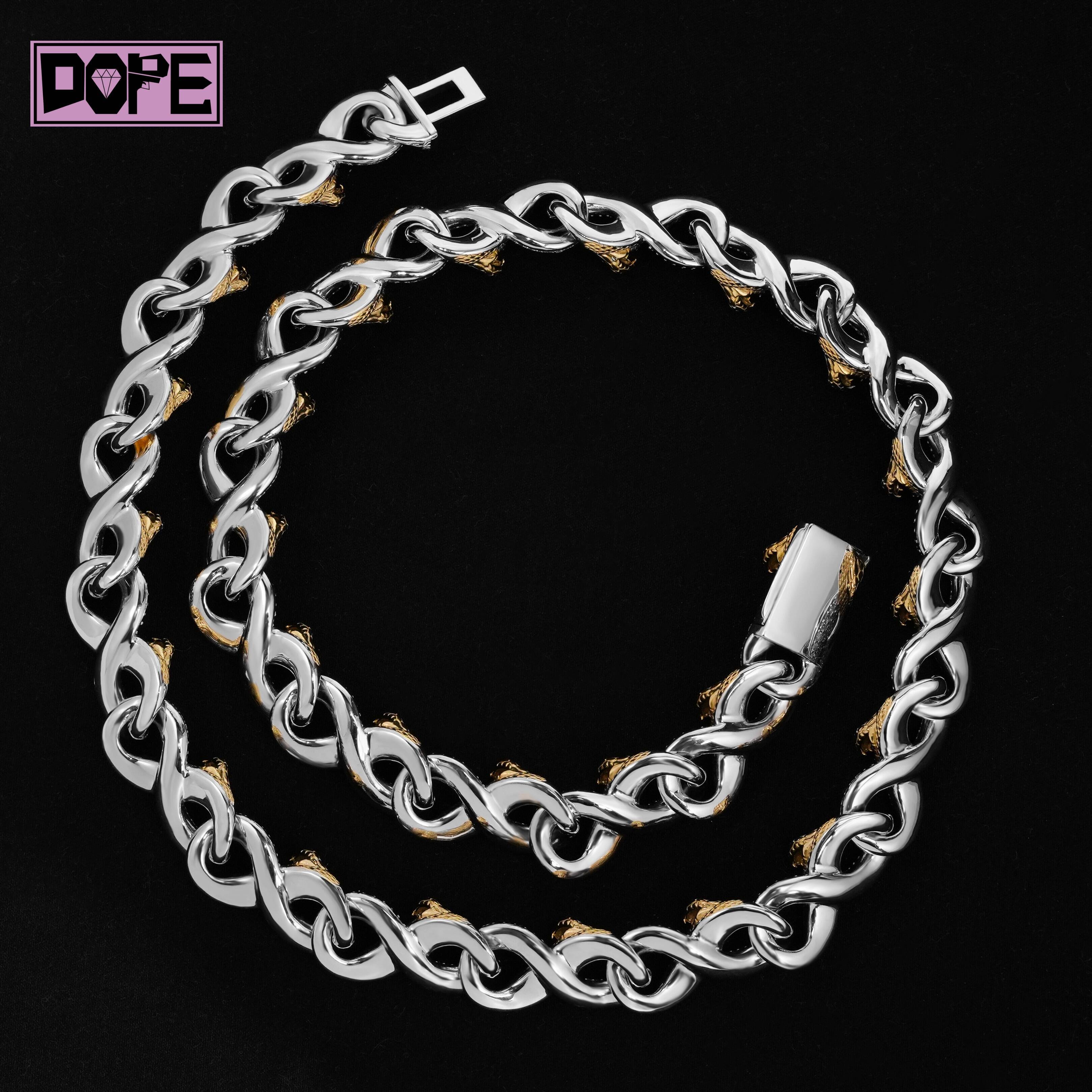 Hip Hop 18mm Cuban Link Chain Customized Trend Snake Chain Triple Color Infinity 925 Silver Moissanite Cuban Chain