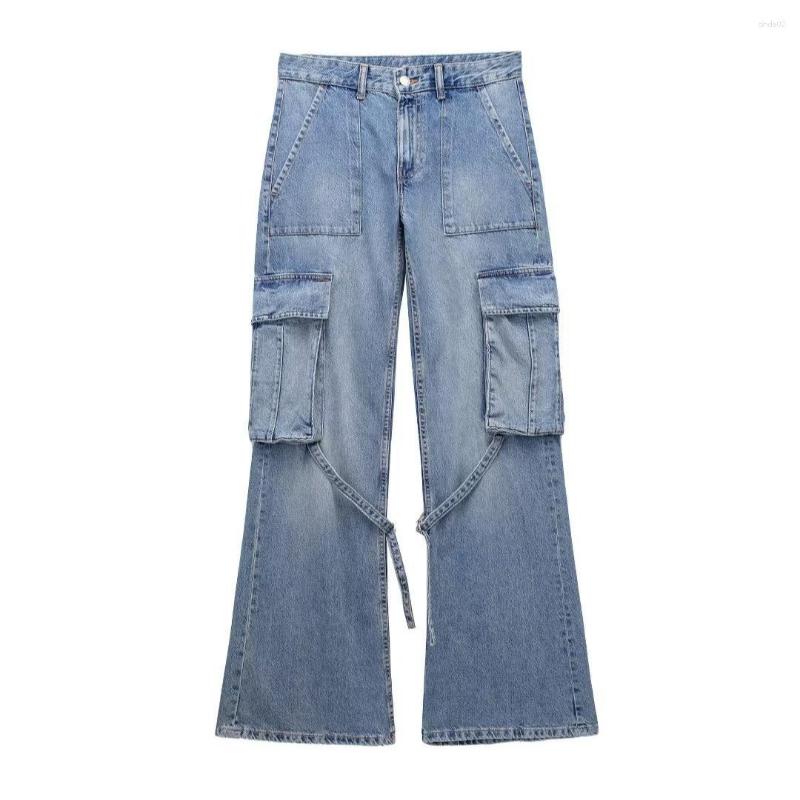 Women's Jeans Womens Mid Waisted Casual Straight Leg Pants Wide Long Street Fashion Loose Denim Pant Z260313