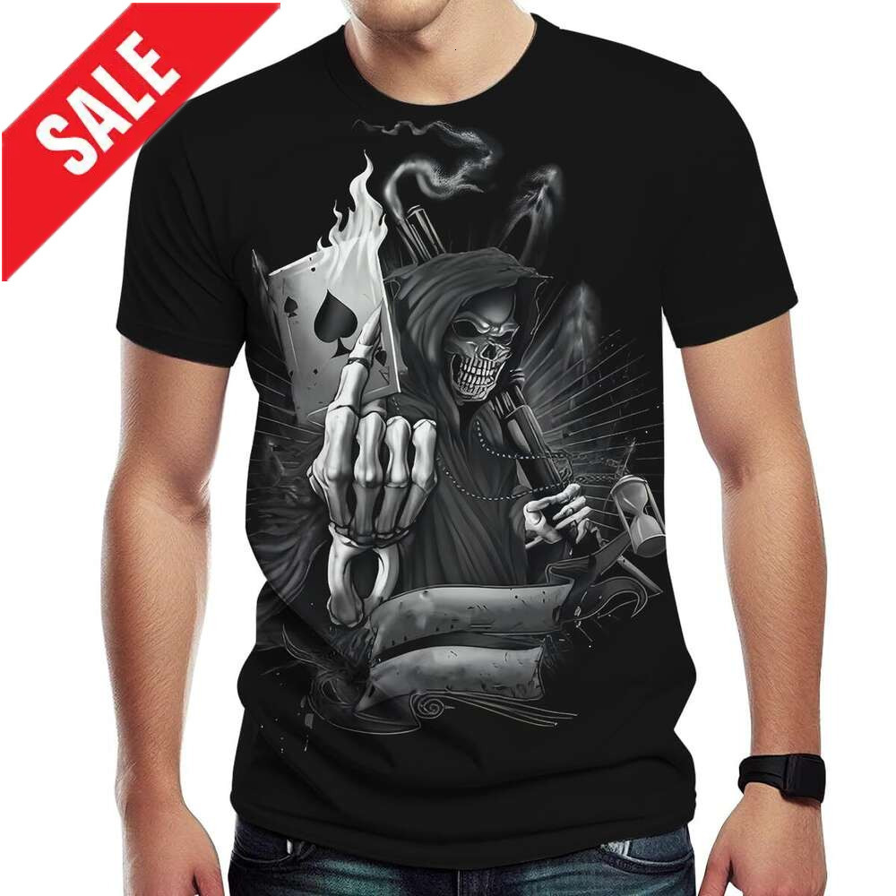 Halloween T Shirts Mens 3D Poker Skull Graphic Tees Short Sleeve T-Shirt Pattern Vintage Funny Casual Shirt tops Summer clothes tshirt 2025