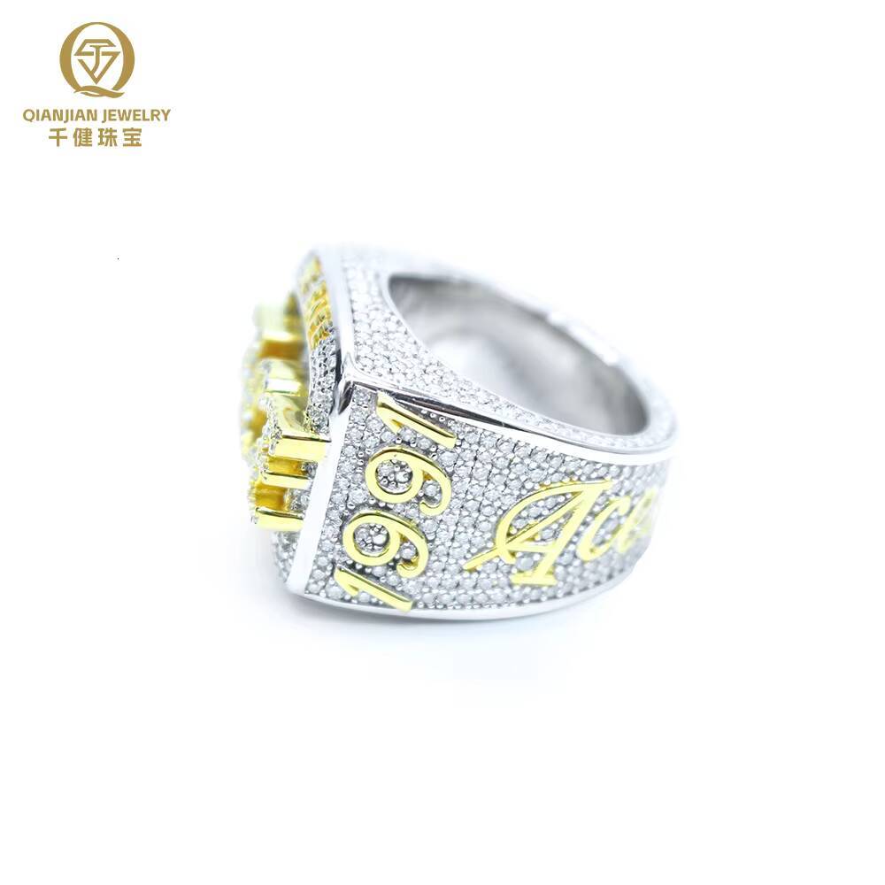 Fashion Style Pass Diamond Tester Hip Hop Ring 925 Sterling Silver Gold Plated Moissanite Diamond Rings for Men