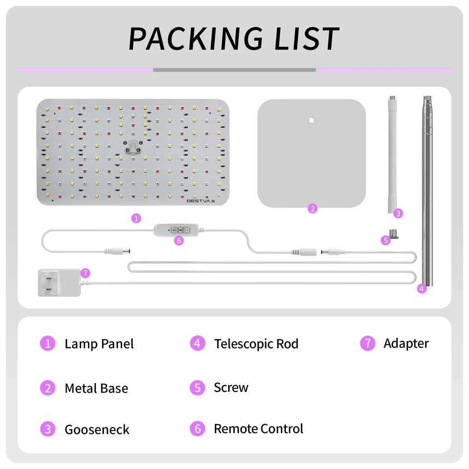 BESTVA Full Spectrum Grow Lights 18W Adjustable Stand Timmer Dimmable 3000K 5000K Phytolamp for Plants Hydroponic Growing System C250919