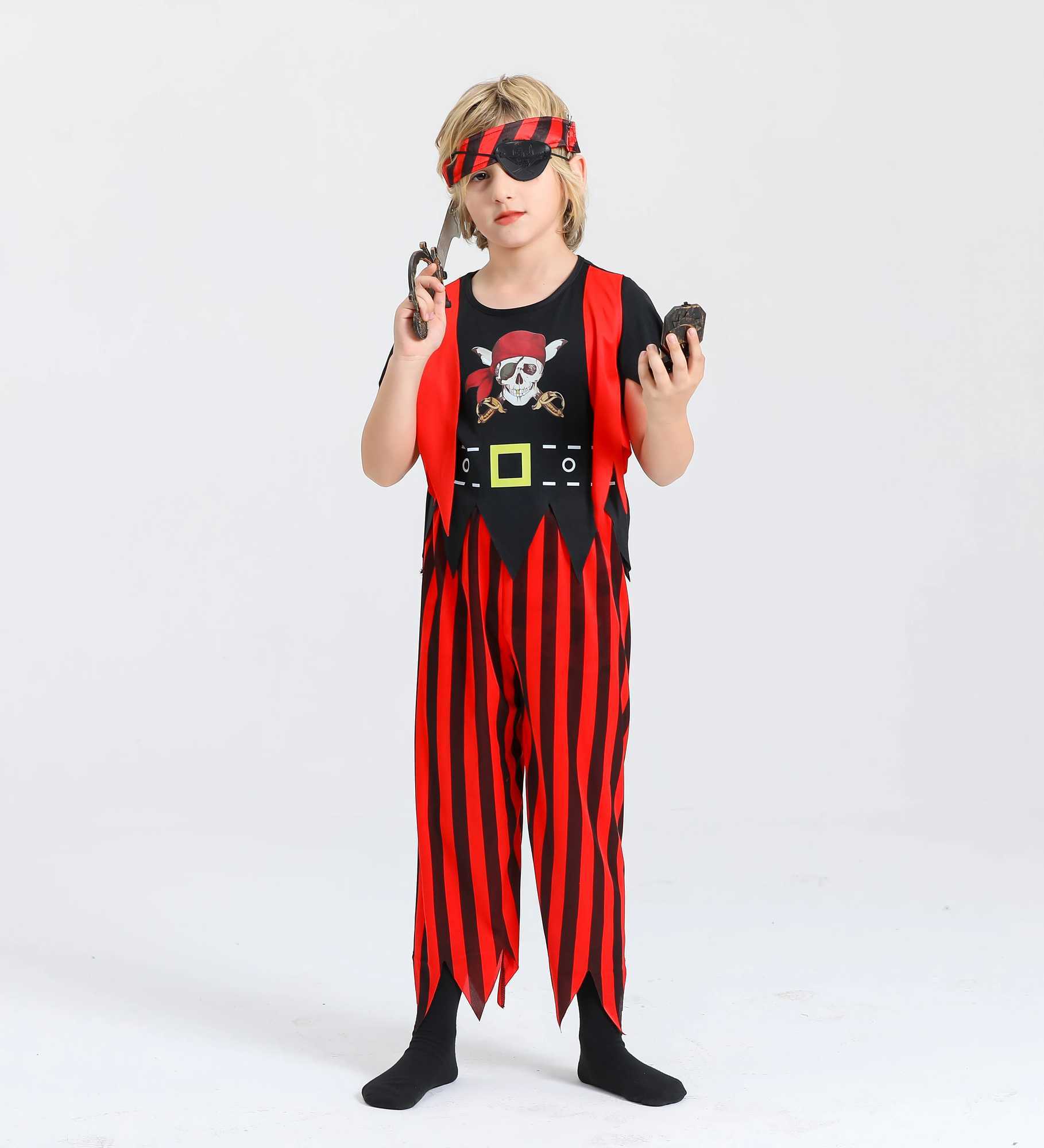 Kids Pirate Costume Buccaneer Costume Pirate Lass Costume Pirate Role Play Dress Up Set for 37Years L250918