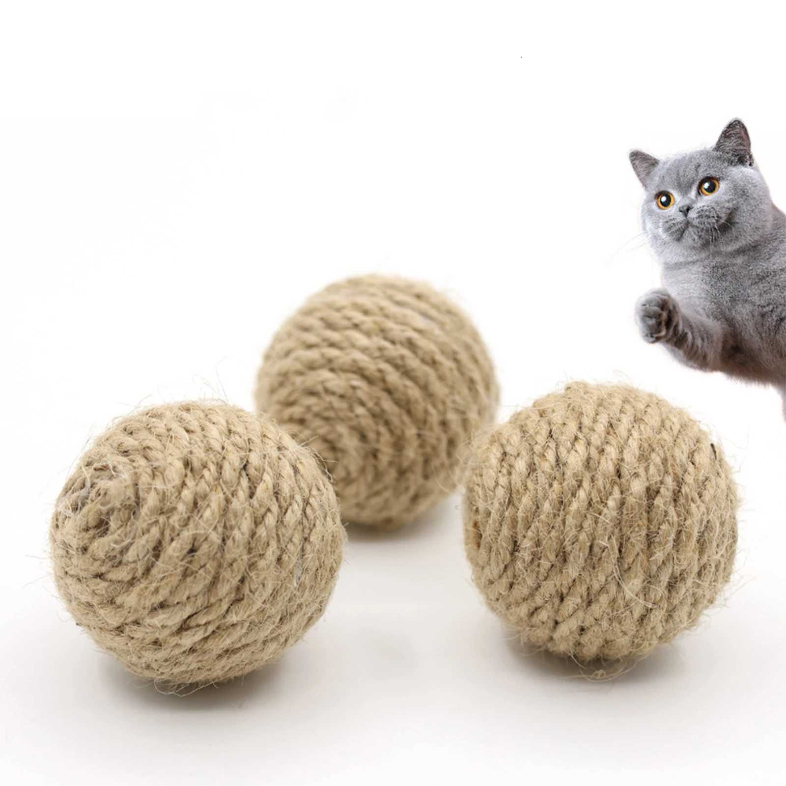 1 Pc Pet Cat Hemp Rope Ball Rolling Interactive Handwoven Cat Scratching Interactive Ball Sound Ball To Attract Attention Toy X250918