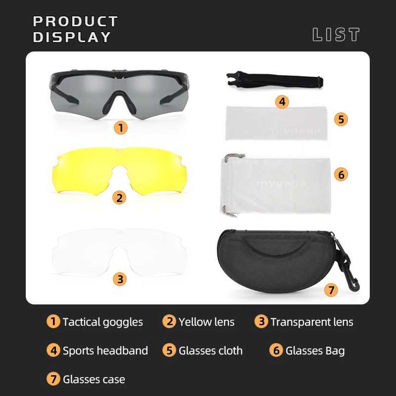 Military Tactical Goggles CS Windproof Shooting Glasses Thick HD 3 Lens Motocross Motorcycle Mountaineering Safe Glasses J250919