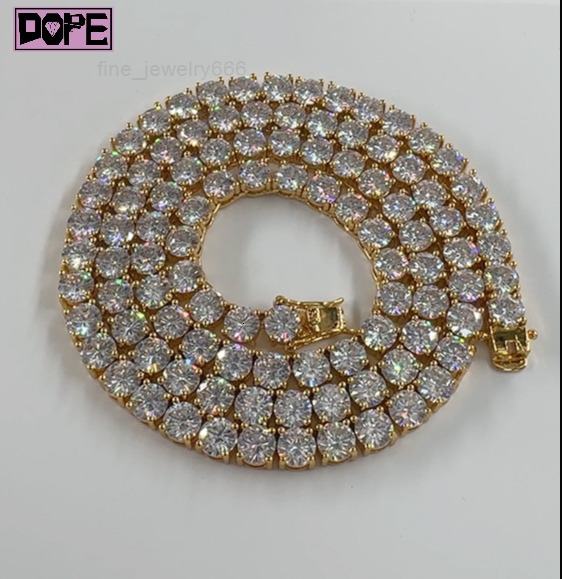 FaMoissaniteory Price Tennis Chain 35mm VVS Iced Out 925 Silver Jewelry Gold Plated Moissanite Tennis Chain