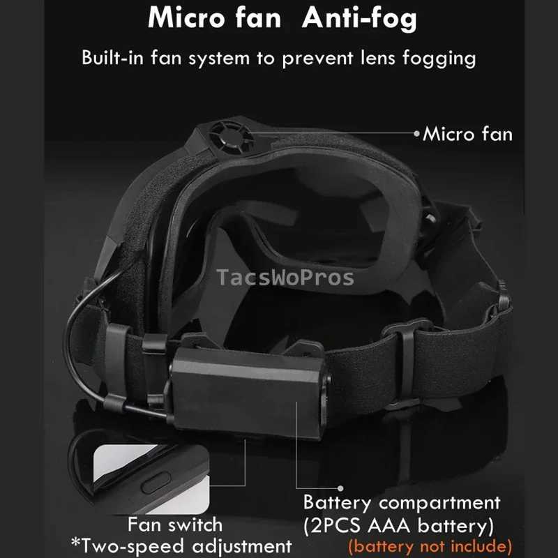 Tactical Goggles Airsoft Shooting Safety Eye Protection Windproof Mini Fan Antifog Motorcycle Hunting Combat Glasses J250919