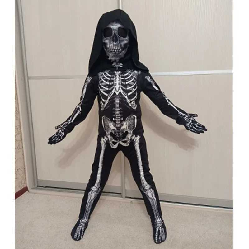 Halloween Skull Costume Childrens Terror Dress Up Hooded Game Cosplay Holiday Gift Costume L250918
