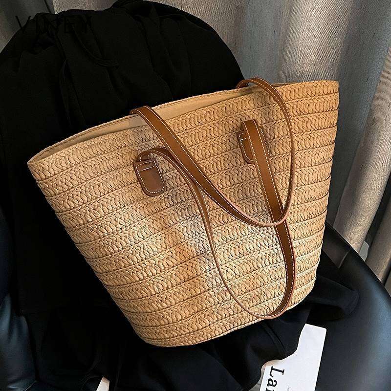 VINEY Women 2025 New Tote Straw Women's Summer Large Capacity Shoulder Woven Bag
