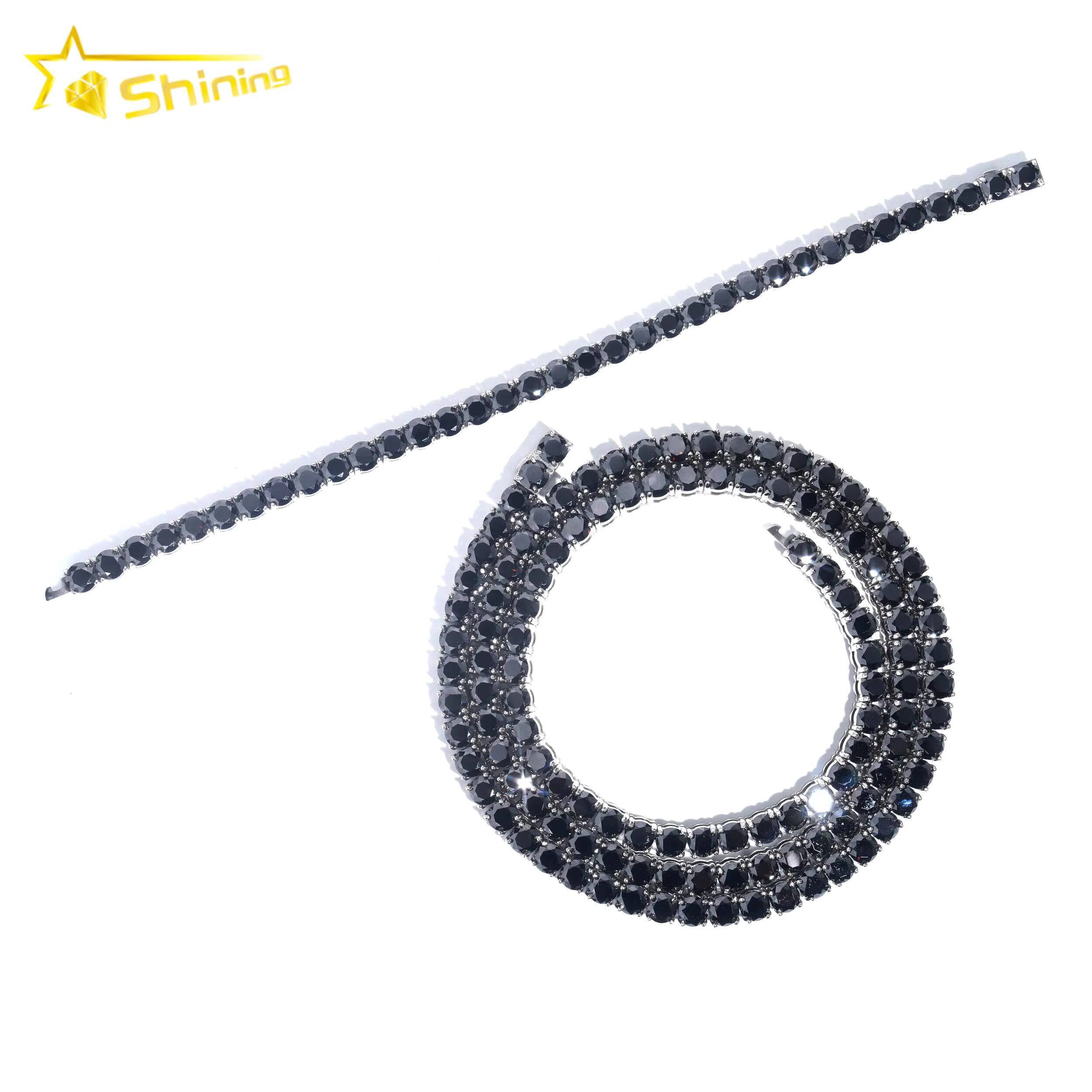 Pass Diamond Tester Black Diamond 316L Stainless Steel Hip Hop Tennis Bracelet Moissanite Tennis Necklace