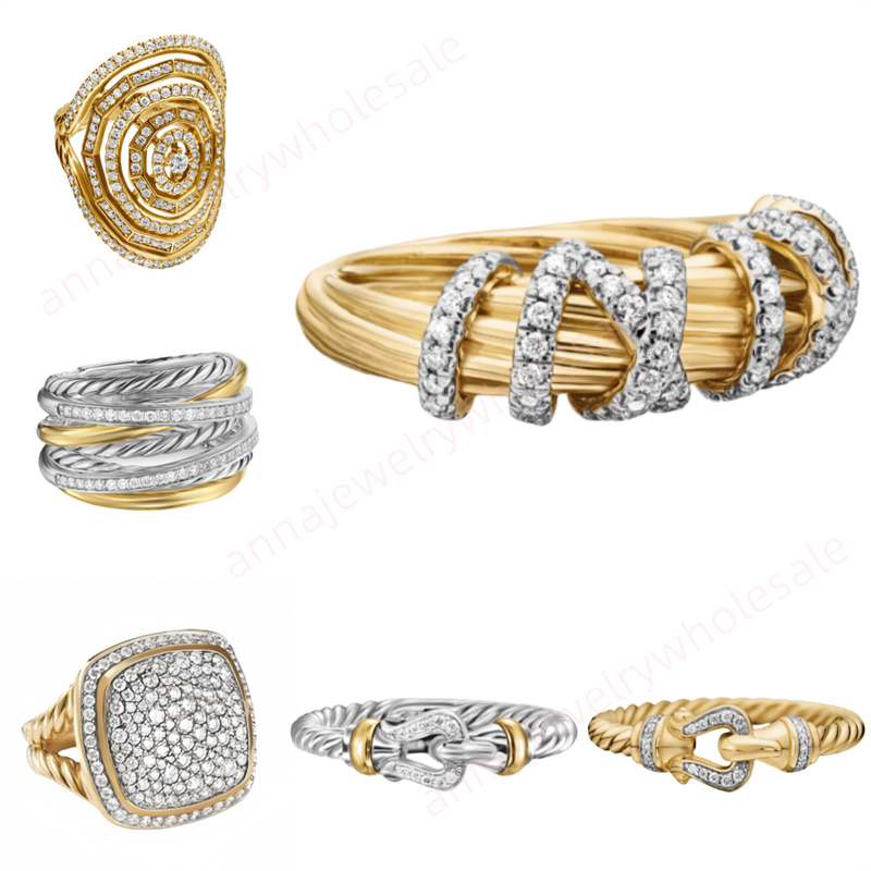 new Twisted Braided Starks Ring Designer Band Rings for Men Women luxury Jewelry 18k gold plated Revival Square Diamond Cable Wire Vintage X shape ring with box Gifts