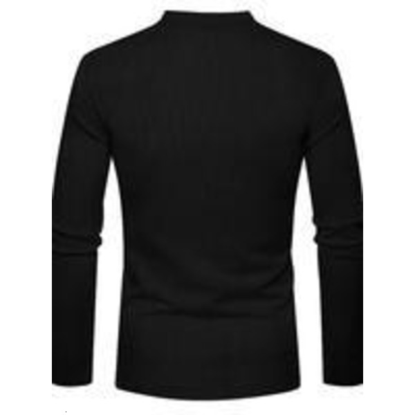Solid Button Front Corduroy Henley Tee, Loose Casual Long Sleeve Round Neck T-shirt Spring & Fall, Fashion Men's Top for Daily Wear
