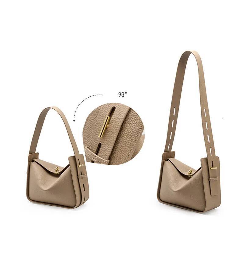 2025 Fashion Design Underarm Genuine Cow Leather Ladies New Tote Adjustable Long Handle Handbag Crossbody Bag