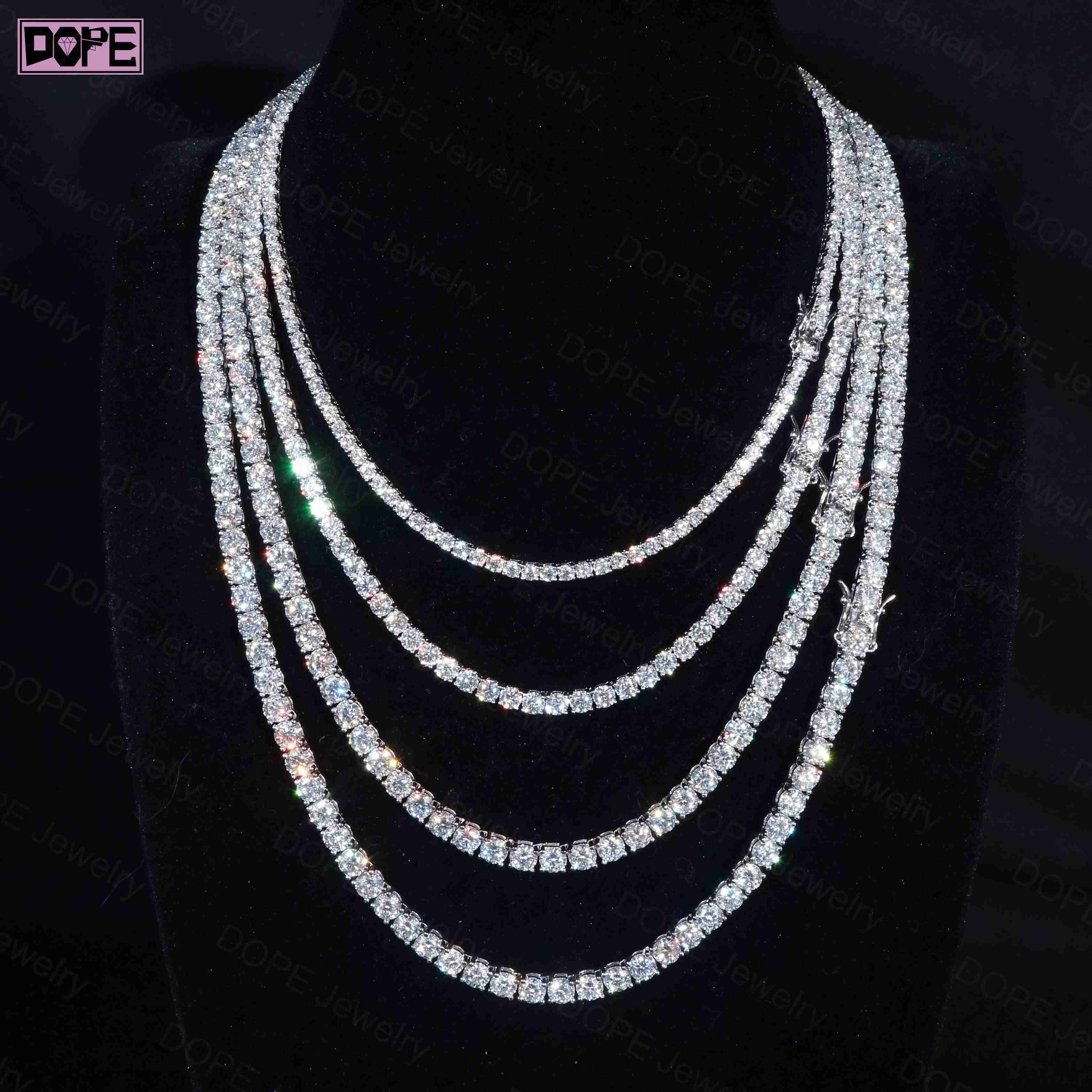 3mm Diamond Jewelry Real VVS Lab Grown Diamond Necklace Bracelet 925 Silver CVD HPHT Tennis Chain