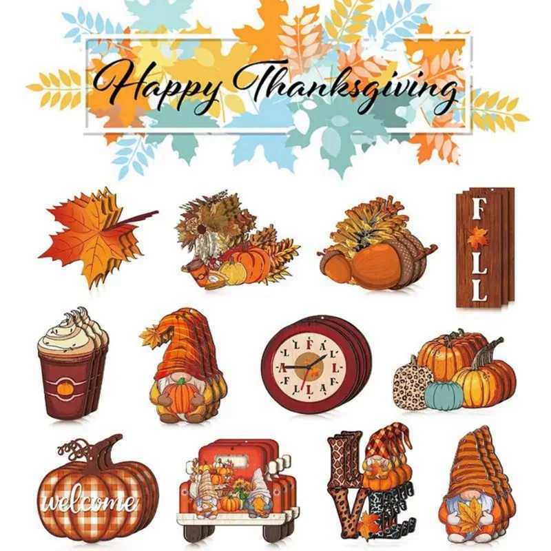 12pcs Fall Tree Hanging Sign Thanksgiving Ornaments Harvest Ornament Fall Harvest Party Decor Fall Harvest Wood Ornaments C250919