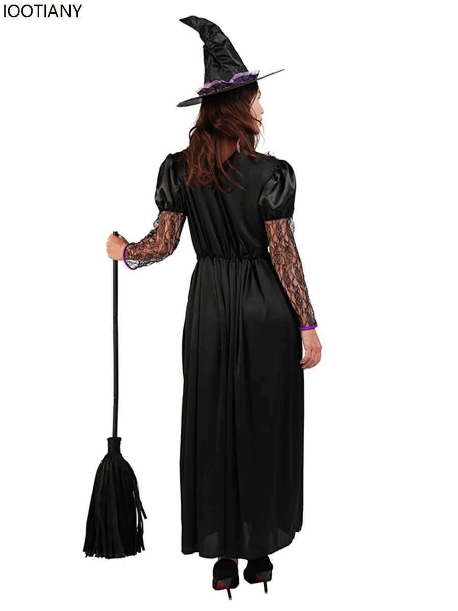 Kids Adult Black Witch Cosplay Costumes Halloween Evil Wizard Parentchild Fancy Dress Carnival Party Stage Performance Dress Up L250918