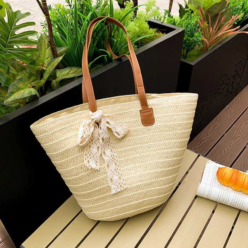 2025 Beach Vacation Leisure Handheld Bag Shopping Bag Straw Woven Bag Lace Decoration Hawaii Summer Hot Sale Z250915