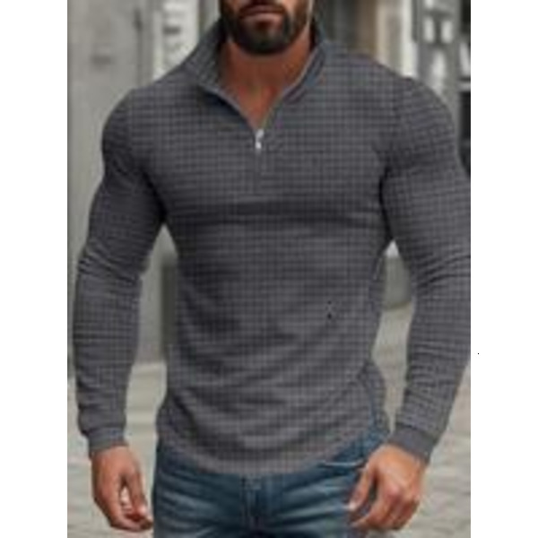 Regular Fit Plain Half Zip Up Sweatshirt, Casual Long Sleeve Pullover Spring & Fall, Fashion Men's Clothes for Daily Wear, Gym Tops