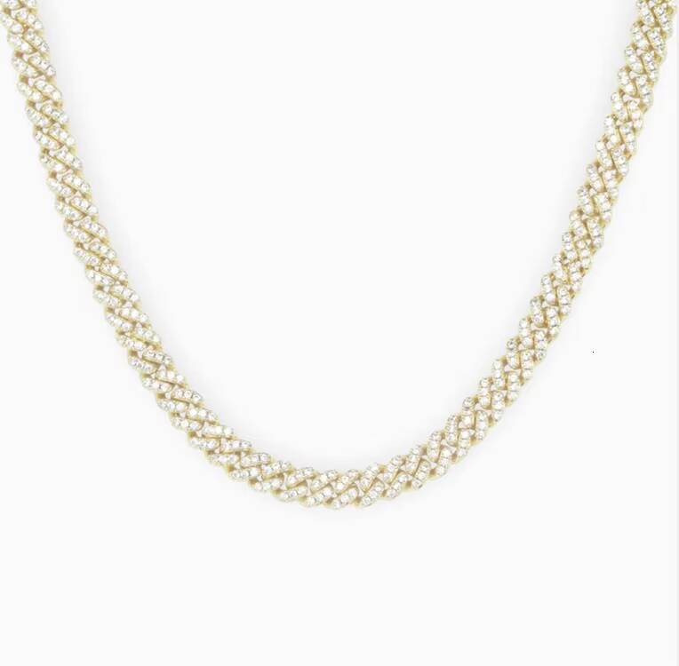 5mm Iced Fine Hip Hop Jewelry Solid 925 Silver VVS D Moissanite Necklace with Cuban Link Chain Bracelet Passes Diamond Tester