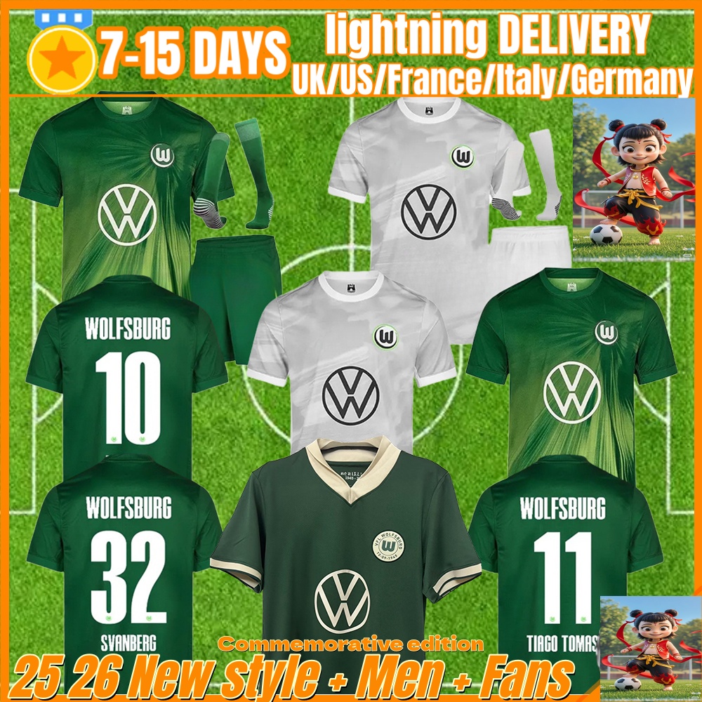 Wolfsburg football 25 26 VfL WoLfSbUrG soccer jerseys AMOURA WIND TIAGO TOMAS WIMMER NMECHA SKOV OLSEN BEHRENS VAVRO Retro Men Uniforms Kids Kits football shirts