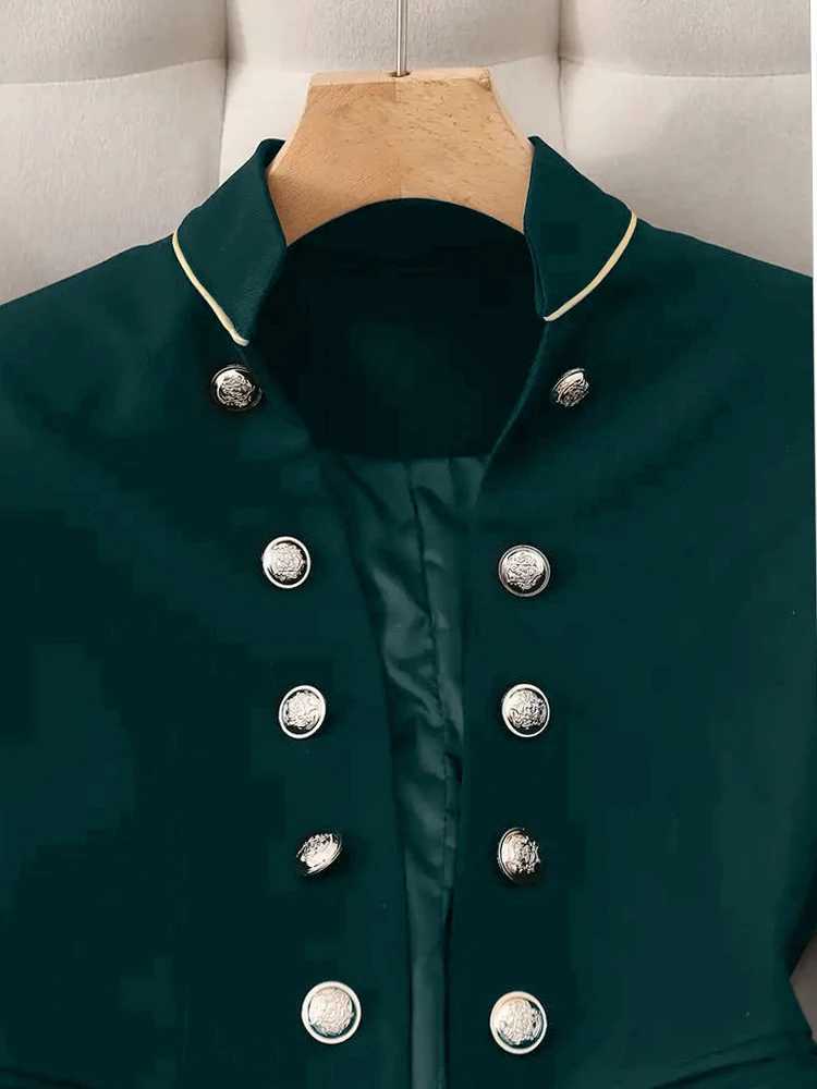 Womens Jacket Stand Collar Double Breasted Slim Retro British Preppy Casual Autumn Short Coat Vintage Office Lady Outerwear Z250918