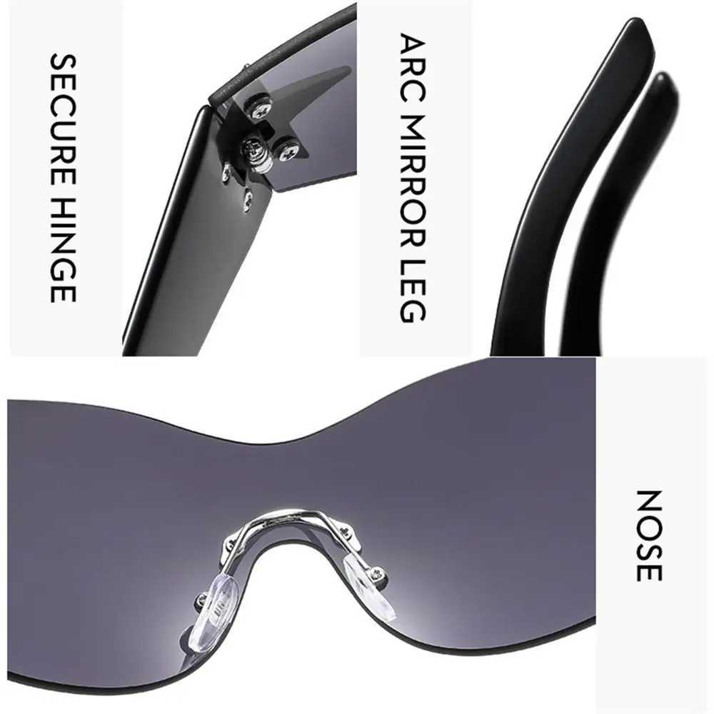 Trendy Oversized Eyewear Rimless Punk Wrap Around Sports Sun Glasses Y2K Sunglasses for Women Men Shades J250919