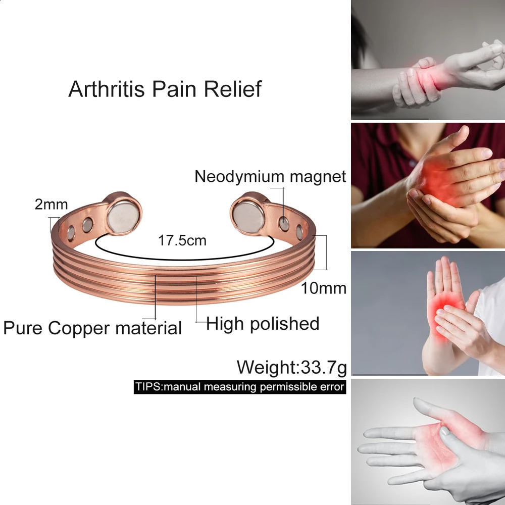 Ikuinen Vintage Copper Bracelet for Men Adjustable Cuff Stripe Magnetic Bracelets Arthritis Health Bangle Christmas Jewelry 250919