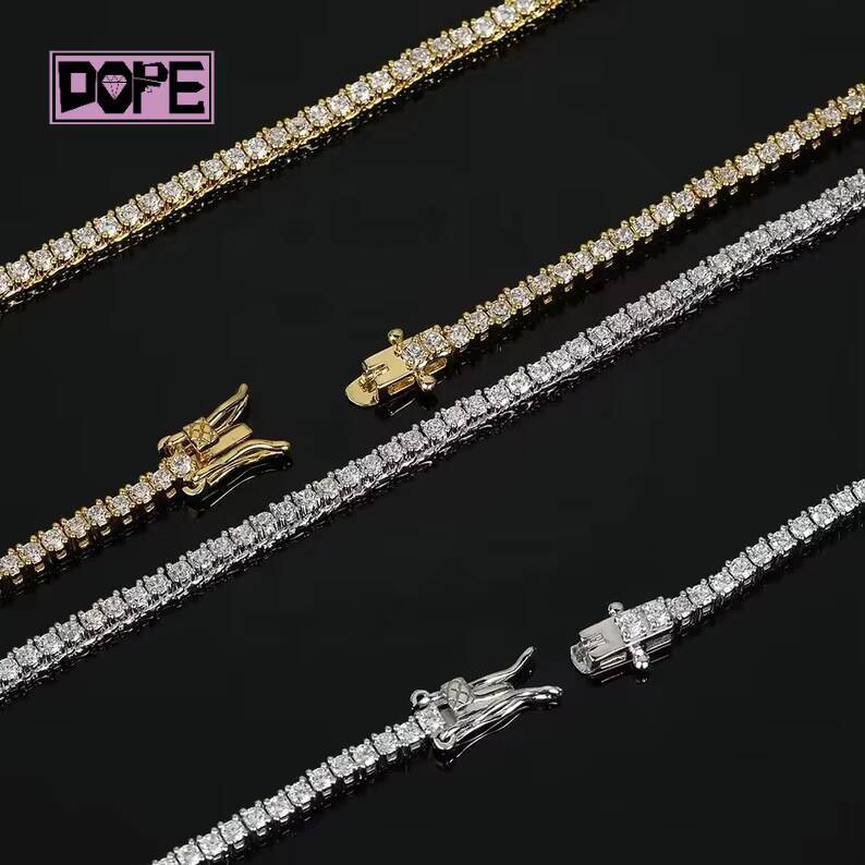 4mm 5mm New Arrival Moissanite Tennis Chain Pass Diamond Tester 925 Sterling Silver Iced Out Tennis Chain