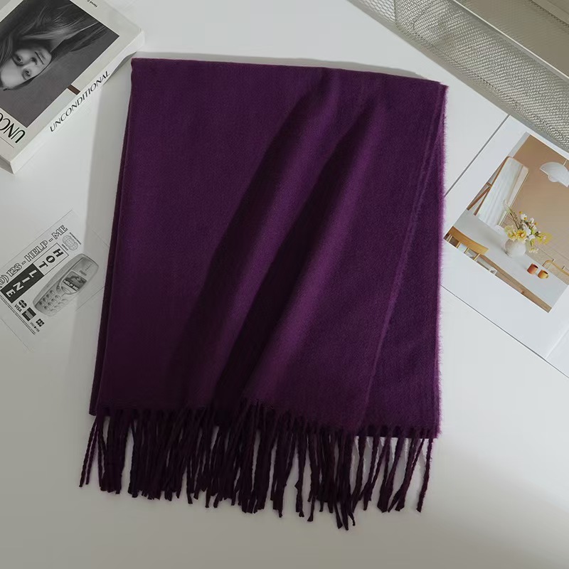 T1783 New Style Solid Color Cashmere Scarf for Women, Korean Style, Versatile, Thick and Warm (Fall/Winter)