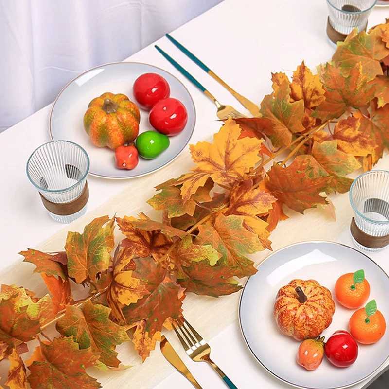 2M Fall Artificial Maple Leaf Garland Fake Leaf Plant Vine Room Decoration Autumn Halloween Decor Fireplace Hanging Wall Decor C250919